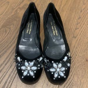 Italian Vero Cuoio Velvet Black Ballet 37